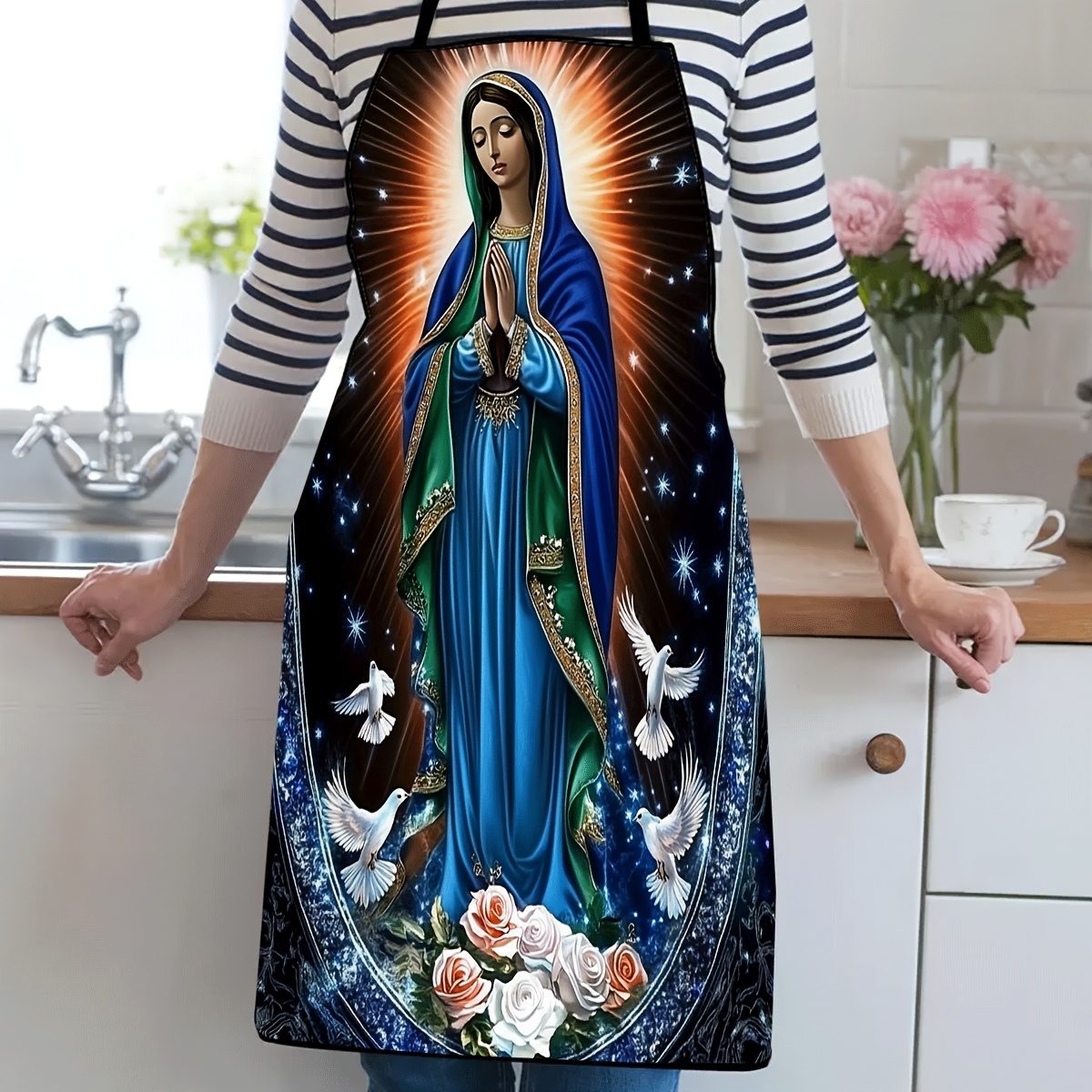 Kitchen Baking Cloth - Mavi Elbise Desenli Lady of Guadalupe