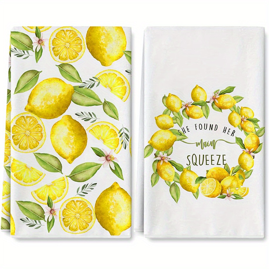 Kitchen Baking Cloth - 2 Adet, Limon Çelenkli Mutfak Havluları,