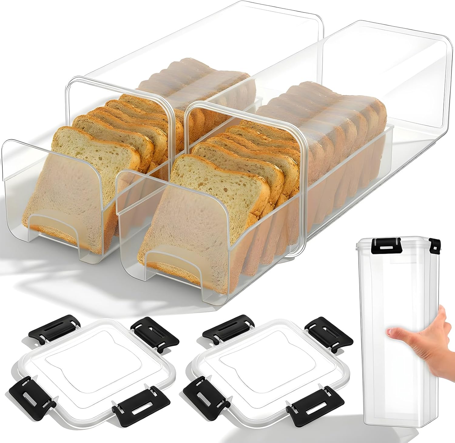 Kitchen Baking Trays - Hava Geçirmeyen Kapaklı Ekmek Saklama Kabı,