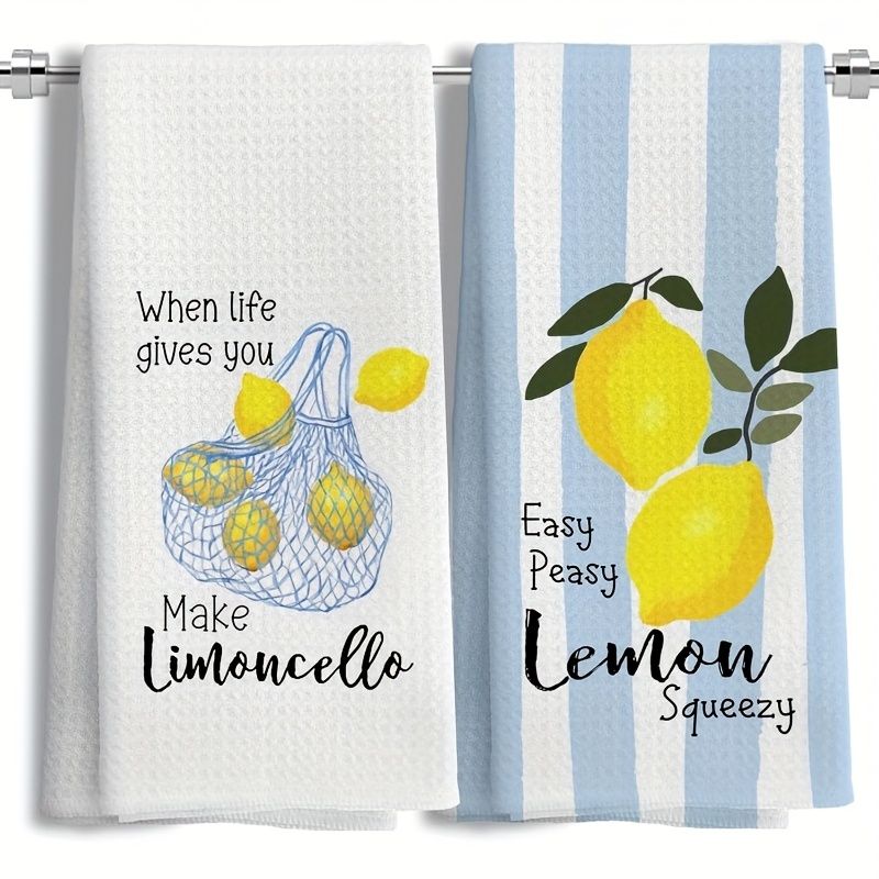 Kitchen Baking Cloth - 2 Adet, Limon Örgülü Mutfak Havluları,