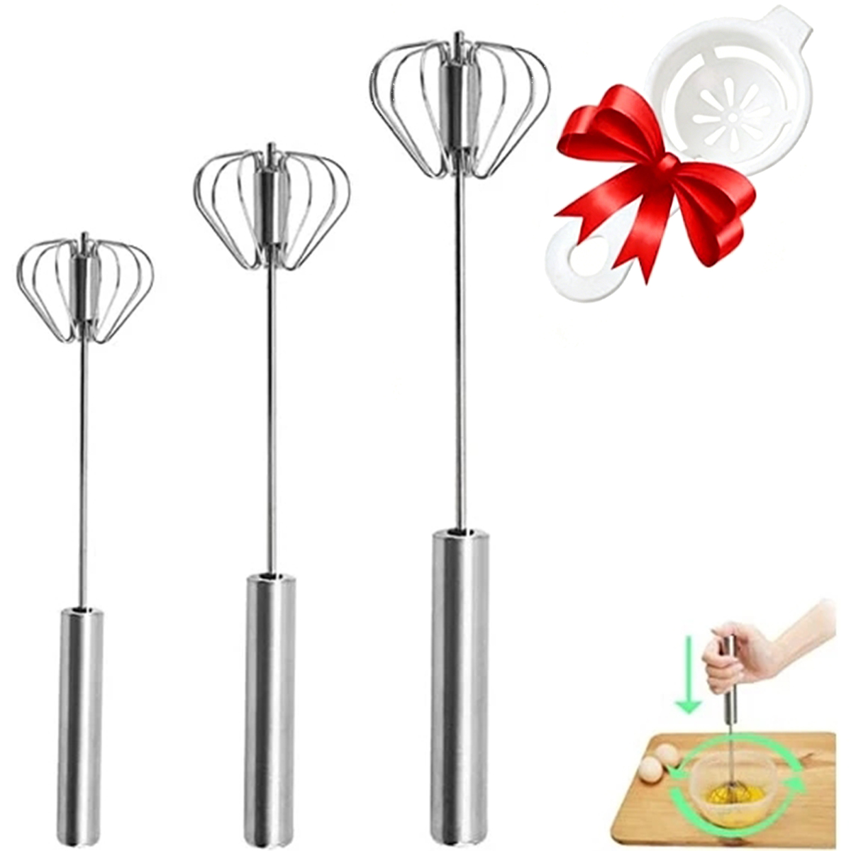 Kitchen Baking Appliances - 1/3 adet Paslanmaz Çelik Yumurta Çırpıcı