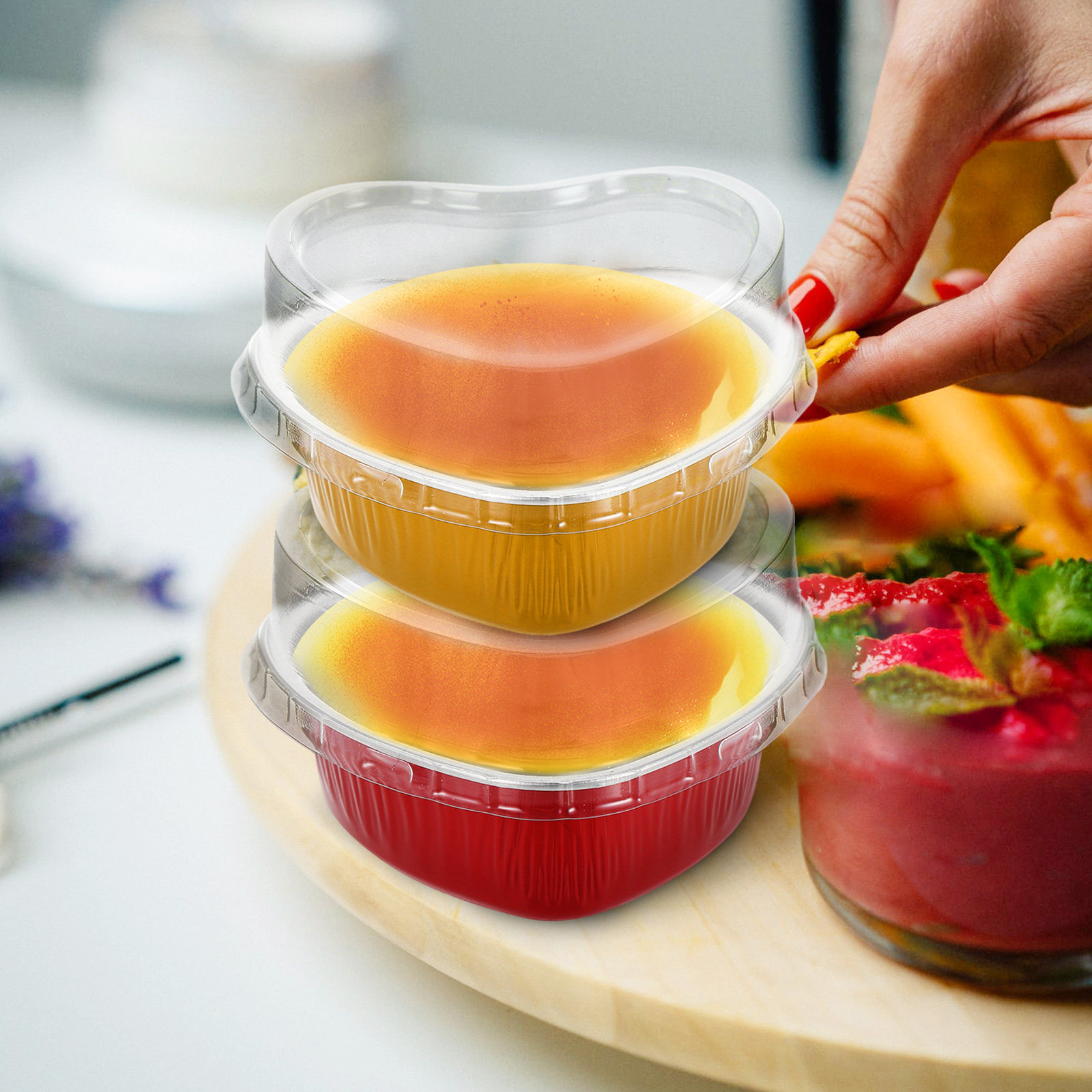 Kitchen Baking Pans - 20 takım alüminyum folyo kalp şeklinde