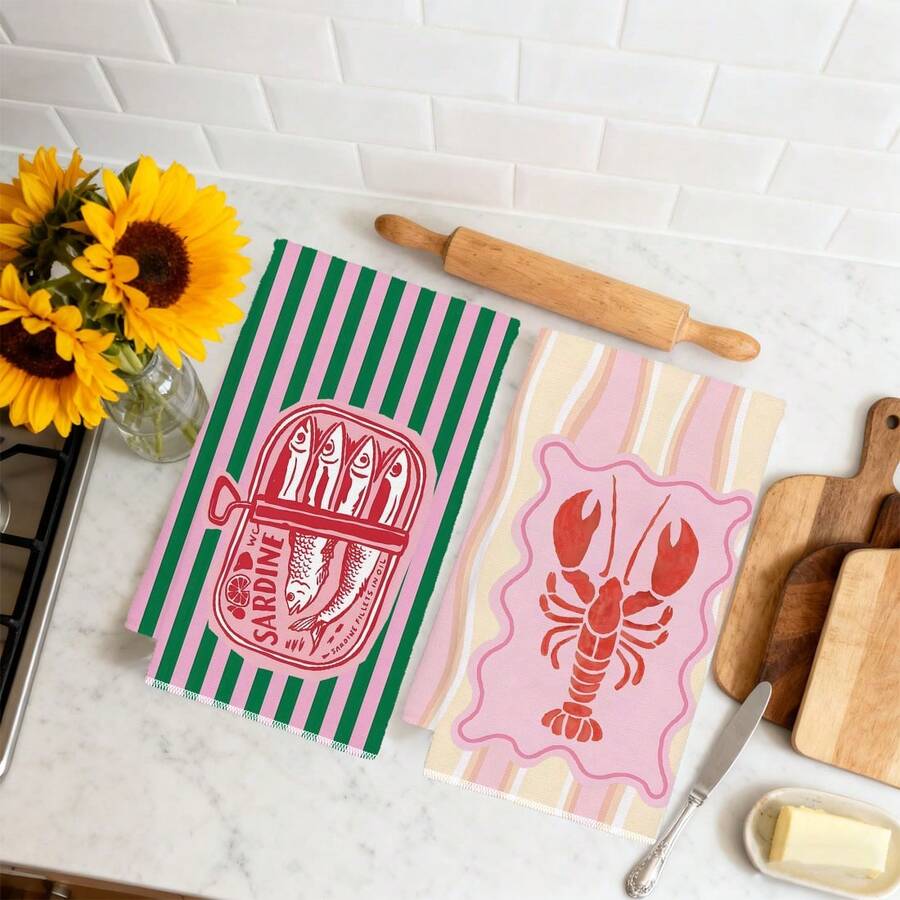 2 Adet, Pembe ve Yeşil Çizgili - Kitchen Baking Cloth incelemesi ve fiyatı